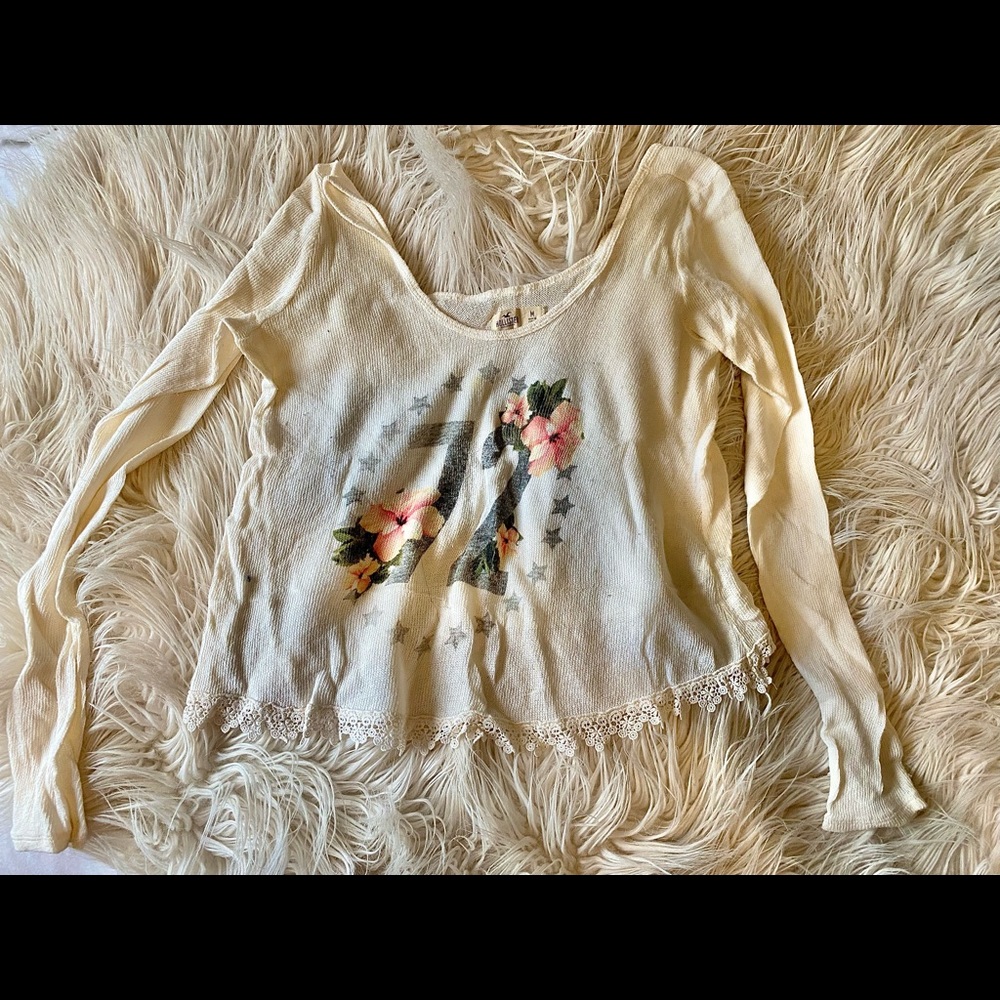 Hollister Beige Long Sleeve Shirt